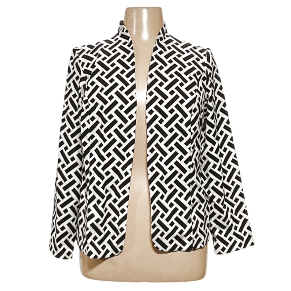 Chico's Black and White Patterned Blazer